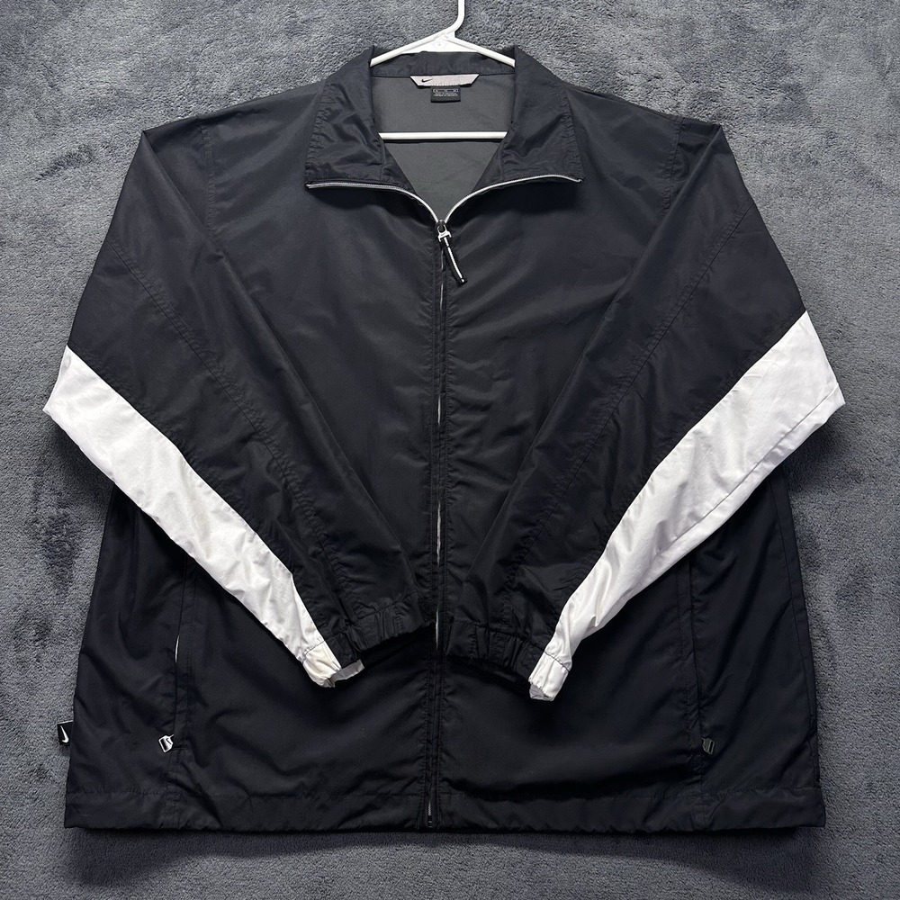 Vintage Nike Jacket Mens XL Black Full Zip Windbreaker Running Soccer Y2K